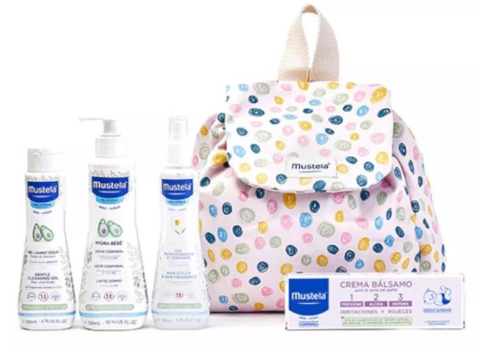 Mustela Mochila Little Moments Lunares 4 Productos de Higiene