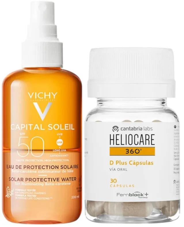 Heliocare 360 D Plus 30 Kapseln + Vichy Capital Soleil Luminosity Wasser SPF 50 200 ml