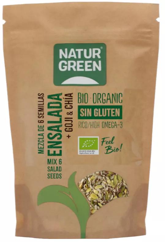 NaturGreen Mix 6 Biologische Goji- en Chia-saladezaden 225 gr