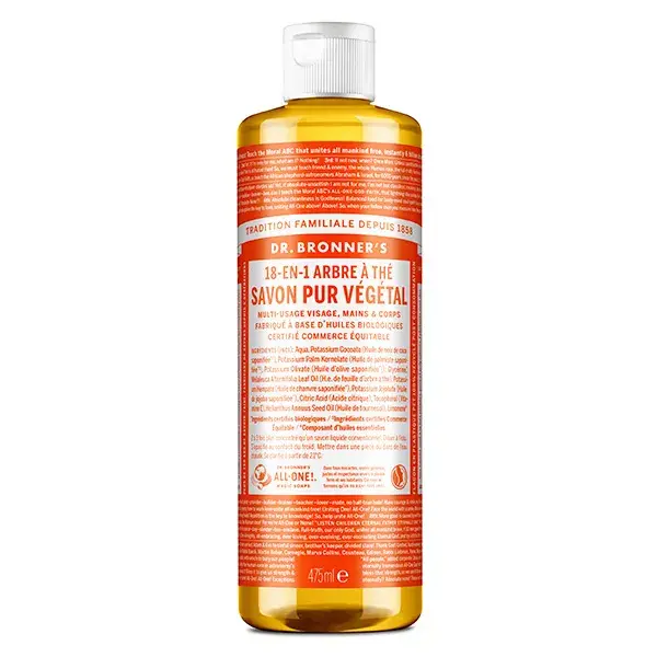 Dr Bronner's Savon Pur Végétal Arbre à Thé "18 en 1" 475ml