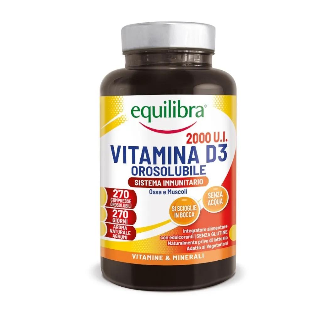 Equilibra Vitamina D3 2000 UI Integratore per il Sistema Immunitario 270 Compresse Orosolubili