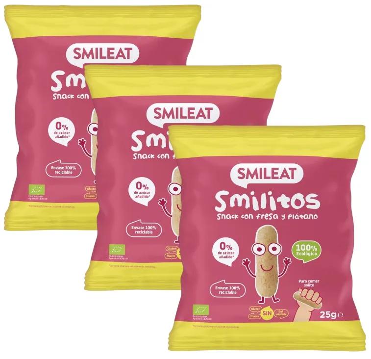 Smileat Fraise et Banane Sourires ECO +8m 3x25 gr