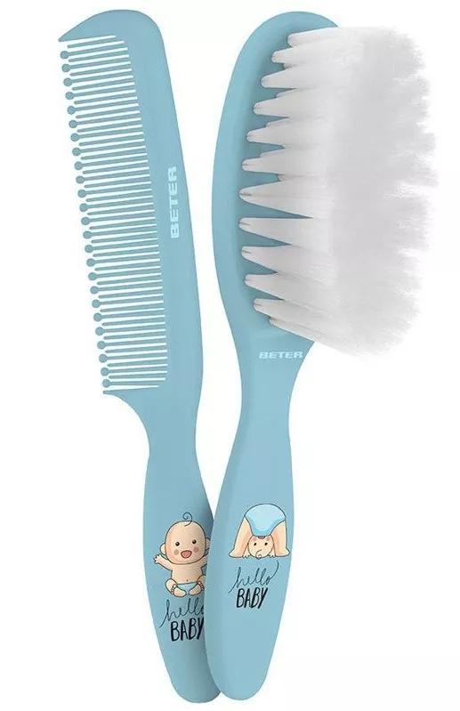 Beter Ensemble peigne et brosse pour bébé bleu