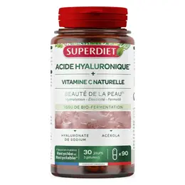 SUPERDIET Peau Acide Hyaluronique et Vitamine C Naturelle - Cure de 30 jours