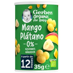 Gerber Organic Puffs with Mango and Banana +12m 35 gr