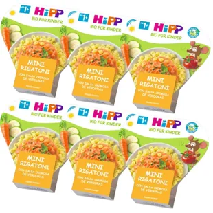 HiPP Mini Rigatoni con Salsa Cremosa de Verduras BIO +12m 6x250 gr