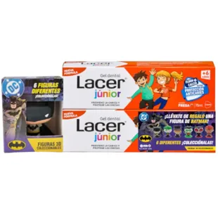 Gel douche Lacer Junior Fraise +6 ans 2 x 75 ml + Figurine Batman
