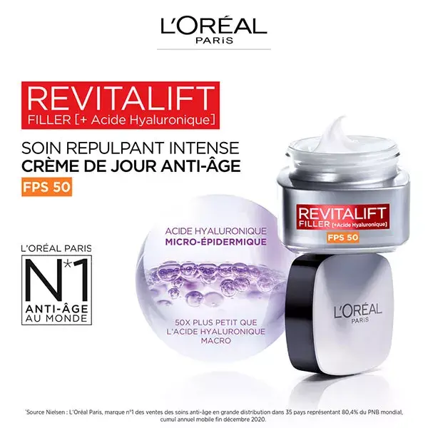 L'Oréal Paris Revitalift Filler Crème FPS 50 Repulpante Intense 50 ml