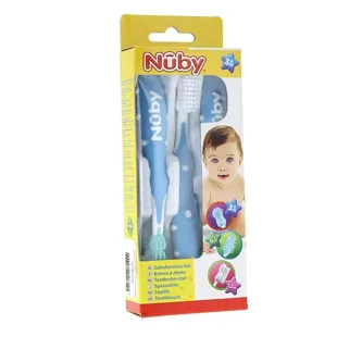 Nûby Blaues pädagogisches Zahnbürstenset