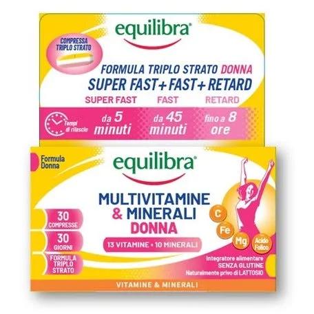 Equilibra Multivitaminico Donna Integratore il Benessere Fisico e Mentale 30 Compresse