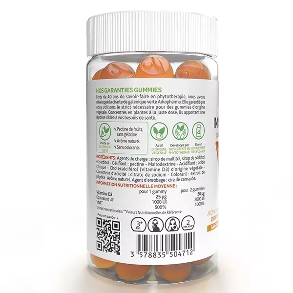 Arkopharma Gummies Phyto Immunité Boostée Vitamine D3 Végétale 60 gummies