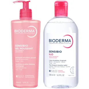 Bioderma Sensibio H2O Micellar Water 500 ml + Moussing Gel 500 ml