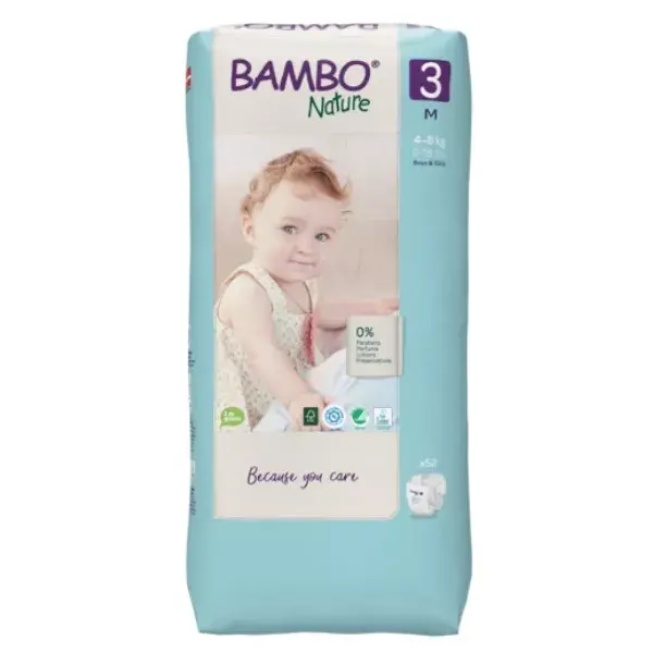 Bambo Nature Couche Taille 3 4-8kg Tall Pack 52 unités