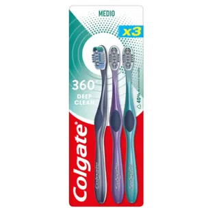 Colgate Escova De Dentes Manual 360 Deep Clean 3 unidades