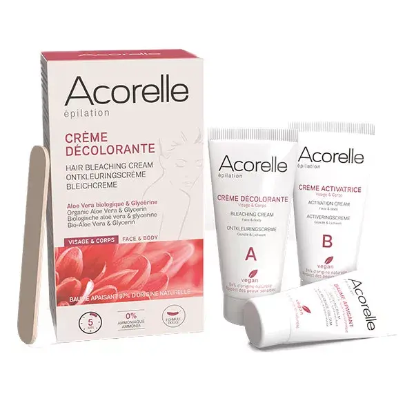 Acorelle Epilation Kit Crème Décolorante Visage et Corps