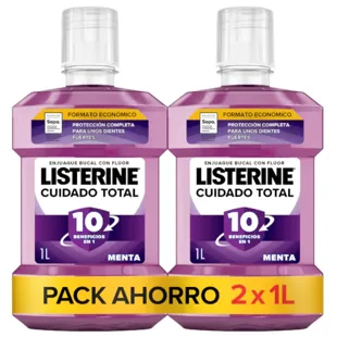 Listerine Cuidado Total Enjuague Bucal Menta 2x1 Litro
