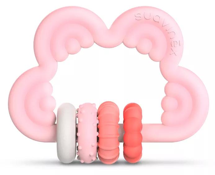 Suavinex Siliconen Didactische Bijtring +6m Roze Wolk