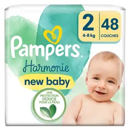 Pampers Harmonie Couches Taille 2 48 Couches 4kg - 8kg Protection Douce Pour La Peau