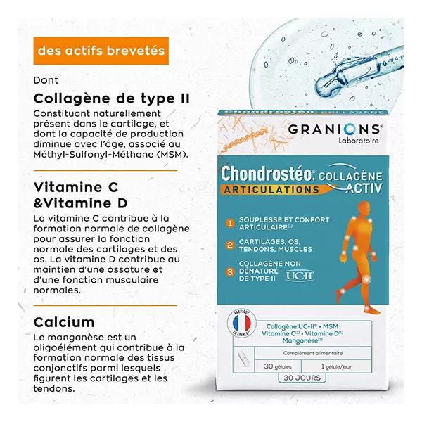Granions Chondrostéo+ - Collagène Pour Articulations - 30 Gélules - Neuf