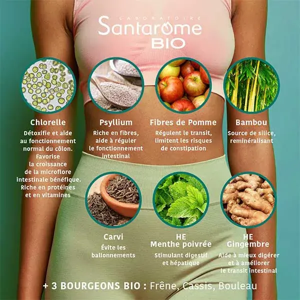 Santarome Bio - Dépur Côlon - Détoxifie & purifie les intestins - 45 comprimés
