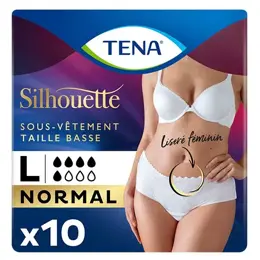 TENA Silhouette Sous-Vêtement Taille Basse Blanc Normal Taille L 10 unités