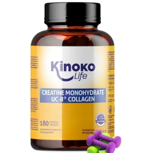 Kinoko Life Creatine Monohydrate 3000mg with UC-II Collagen 180 Capsules