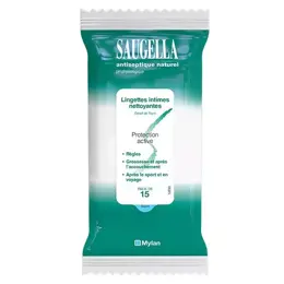 Saugella Antiseptique Naturel Lingette Intime Nettoyante Lot de 3 x 15 unités