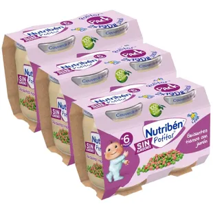 Nutribén Potito Cena Guisantes Tiernos con Jamón +6m 6x190 gr