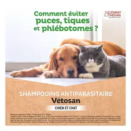 Clément Thékan Vétosan Shampooing Antiparasitaire pour chiens et chats 200 ml