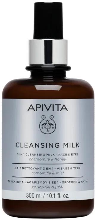 Apivita 3 in 1 Viso e Occhi Detergente Latte con Camomilla e Miele 300ml