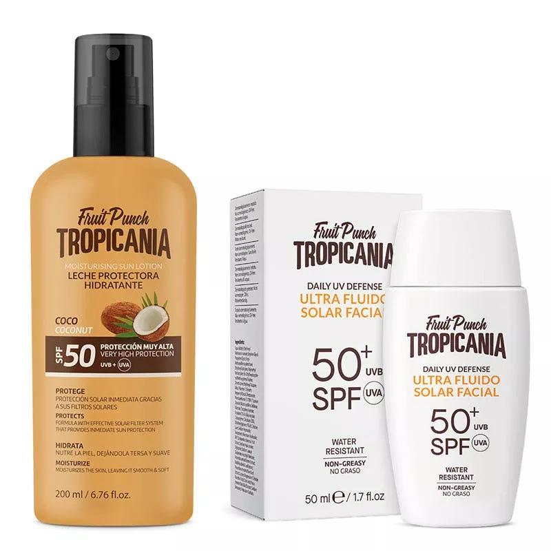 Tropicania Pack Loção Solar Coco SPF50+ 200ml + Protetor Facial SPF50+ Ultra-Fluido 50ml