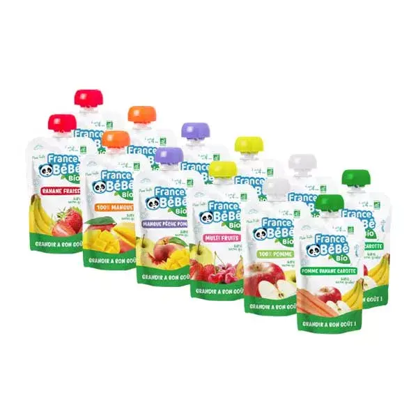 France BéBé BIO Pack gourdes Compotes BIO +4 mois 12x100g Pas cher