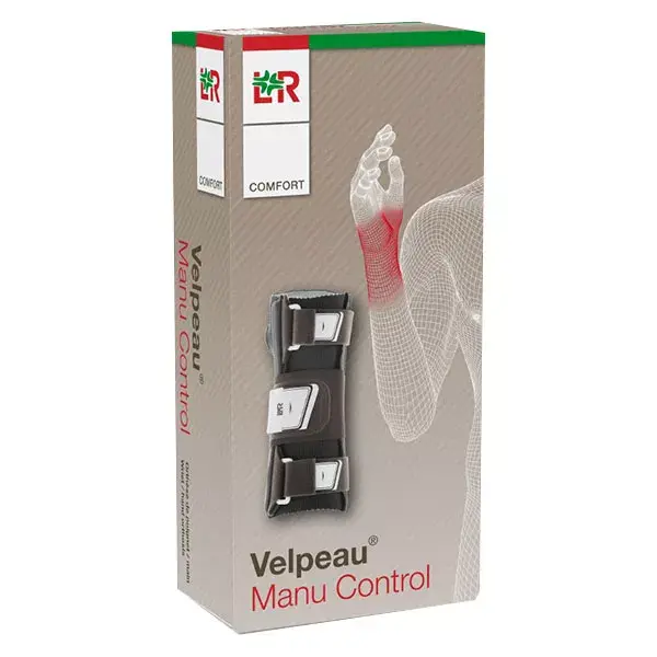 Velpeau Manu Control Comfort Static Wrist Orthosis left Hand Black Size 4