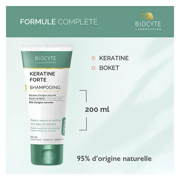 Biocyte Kératine Forte Shampoing Soin des Cheveux Kératine et Boket 200ml