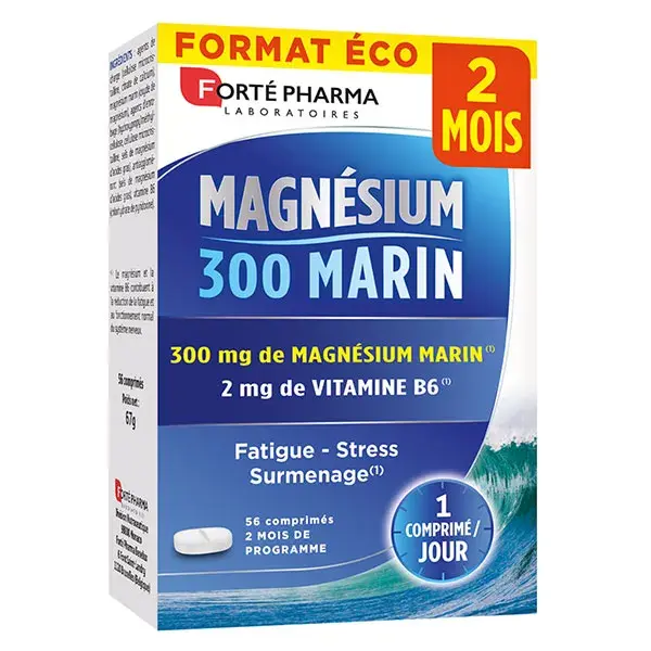 Forté Pharma Magnésium 300 Marin Vitamine B6 Stress Fatigue 56 comprimés 2 mois