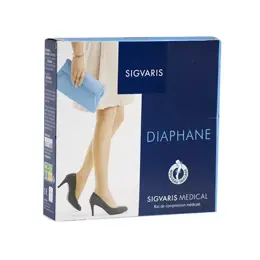 Sigvaris Essentiel Semi-Transparent Bas Auto-Fixants Classe 2 Long Taille M+ Naturel