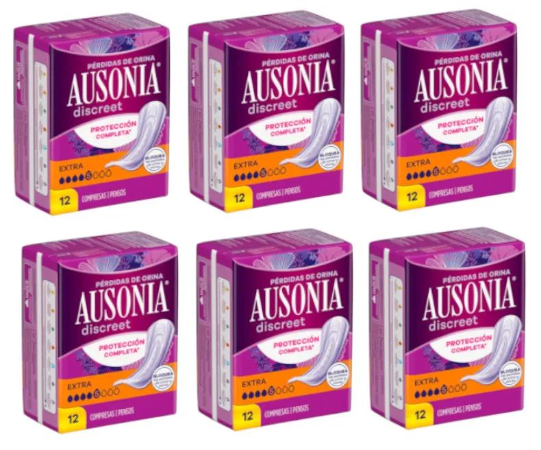 Compresse de perte d&#39;urine supplémentaire Ausonia Discreet pour femme 6x12 unités