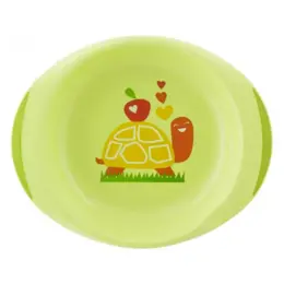 Chicco Repas Ensemble Assiette Plate et Creuse Décorée +12m Vert