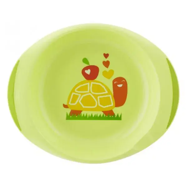 Chicco Meal Set Decorated Dinner Plate +12m Green