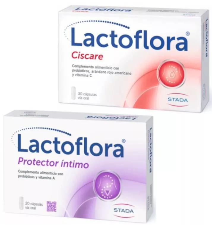Lactoflora Ciscare Probiótico Arándano Rojo Bienestar Urinario 30 Cápsulas + Lactoflora Probiótico Protector Íntimo 20 Cápsulas