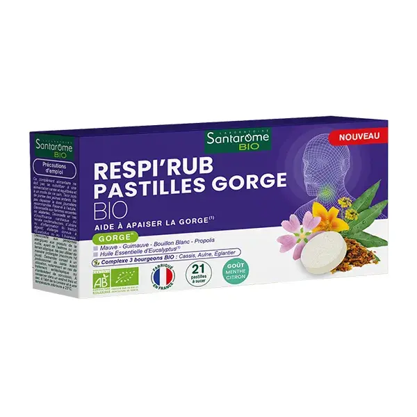 Santarome Respi'Rub Pastilles Gorge Apaise la Gorge 21 pastilles