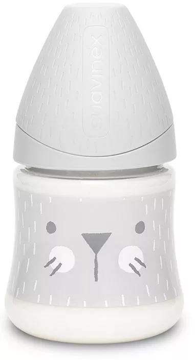Suavinex Premium Siliconen Fles Ronde Speen + 0m Witte Rand 150ml
