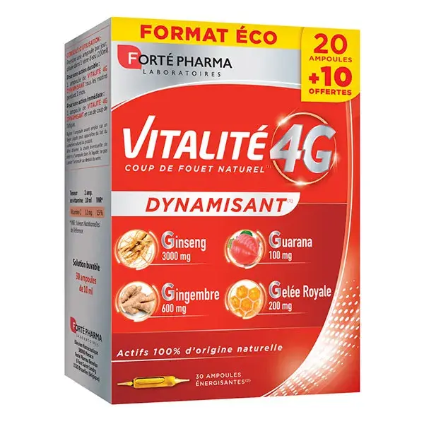 Forté Pharma Vitalité 4G Dynamisant Ginseng Energie Offre spéciale 30 ampoules