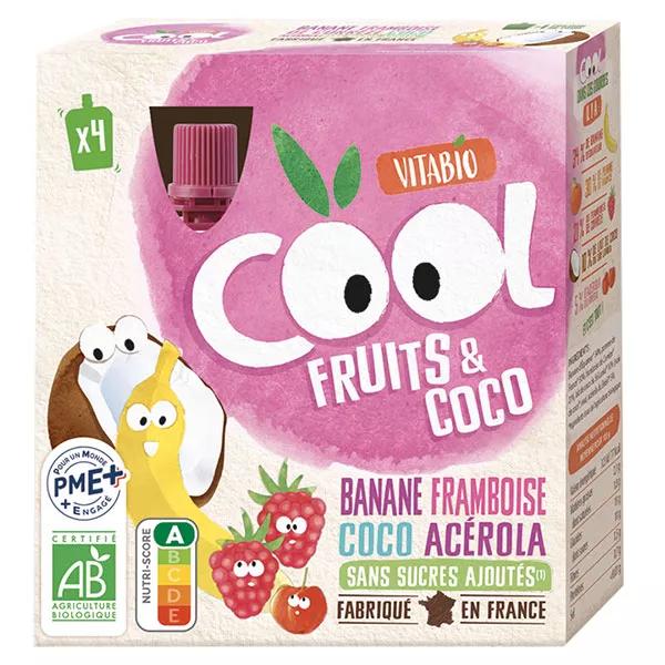 Vitabio Cool Fruits Plátano y Frambuesa + Leche de Coco 4 x 85g