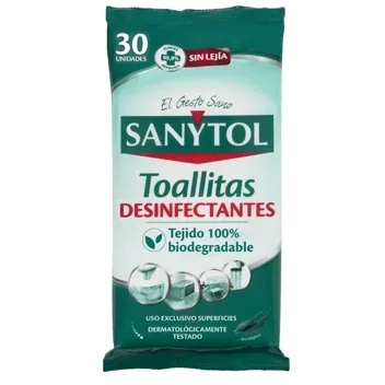 Lingettes désinfectantes biodégradables Sanytol 30 unités