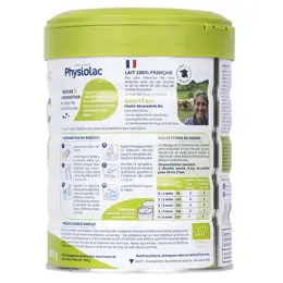 Physiolac Bio Lait 1er âge Formule Epaissie 800g