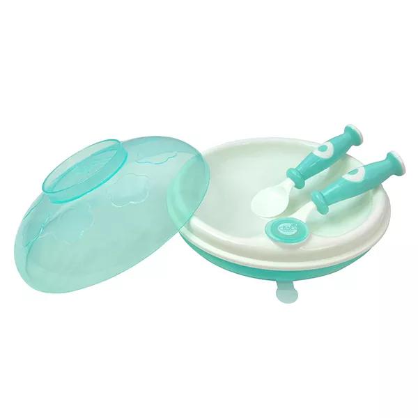 dBb Remond Meal Grey Plato Keep Warm Menta + Cubiertos