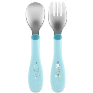 Chicco Stainless Steel Cutlery Set Blue +18m