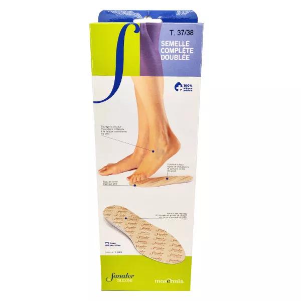 Plantilla de silicona Sanator con forro completo, talla 37-38, 1 par