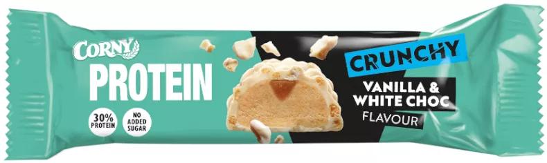 Barres protéinées Corny Protein Vanille avec couverture croustillante de chocolat blanc 0% de sucres ajoutés 45 gr